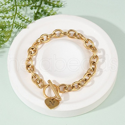 Golden 304 Stainless Steel Charm Bracelets NJEW-K284-01G-N-1