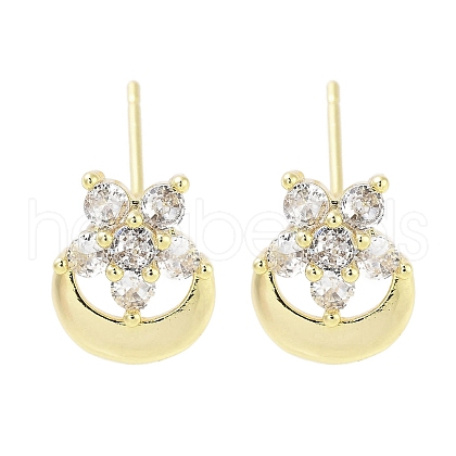 Brass Pave Clear Cubic Zirconia Stud Earring EJEW-S217-G07-1