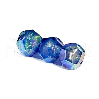30Pcs Gradient Color & UV Plating Rainbow Iridescent Opaque Resin Beads PW-WG6C260-02-1