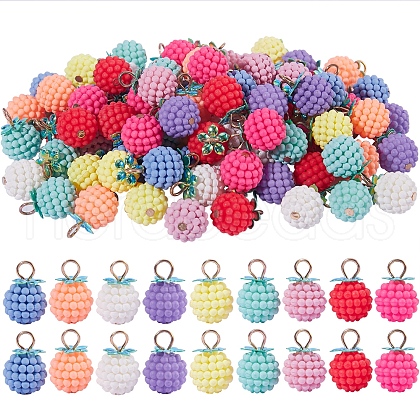 90Pcs 9 Colors Rubberized Style ABS Plastic Pendants KY-SZ0001-27-1