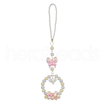 Acrylic Butterfly Heart Pendant Decorations HJEW-JM02000-1