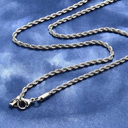 Tarnish Resistant 304 Stainless Steel Rope Chain Necklaces STAS-M174-014P-B-1