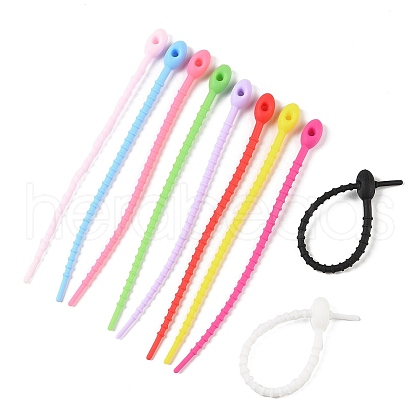 Oval Shape Silicone Cable Zip Ties AJEW-C034-03-1