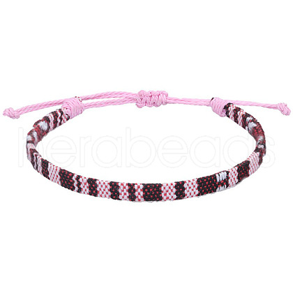 Adjustable Bohemian Style Cotton & Linen Cord Braided Bracelets for Friendship OB0004-15-1