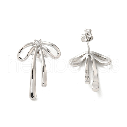 Brass with Cubic Zirconia Stud Earrings for Women EJEW-M251-03P-1