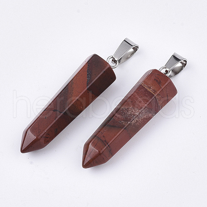 Natural Red Rainbow Jasper Point Pendants G-R220-34J-1