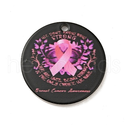 Breast Cancer Pink Awareness Ribbon Style 201 Stainless Steel Pendants STAS-J041-03C-1