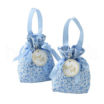 Cloth High Jacquard Flower Sugar Gift Drawstring Bags with Handle ST-CJ0004-01A-1