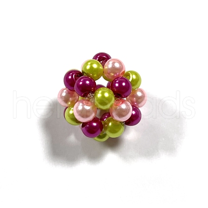 Baking Painted Pearlized Glass Pearl Woven Beads HY-JF-4MM-05-1