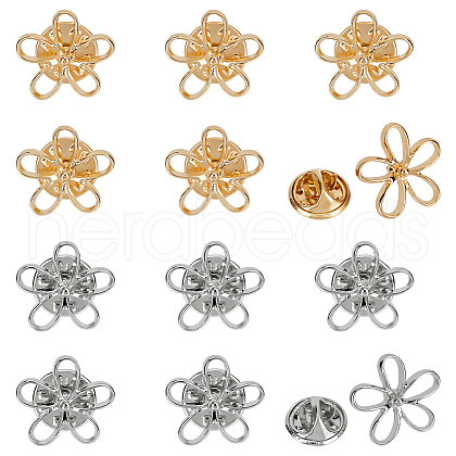 FINGERINSPIRE 12Pcs 2 Colors Zinc Alloy Brooches AJEW-FG0004-49-1