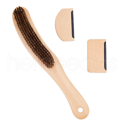 SUPERFINDINGS 3Pcs 3 Style Wood Handle Iron Portable Lint Remover AJEW-FH0004-33-1