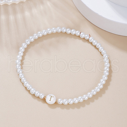 Plastic Pearl Round Beaded Stretch Bracelets for Women WGC81DB-20-1