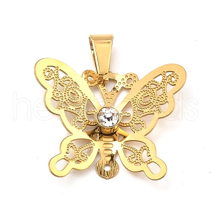 Ion Plating(IP) 304 Stainless Steel Pendant with Rhinestone STAS-H182-10G-1