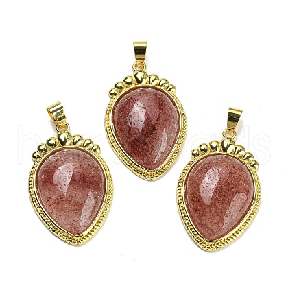 Natural Strawberry Quartz Pendants G-F760-02A-01G-1
