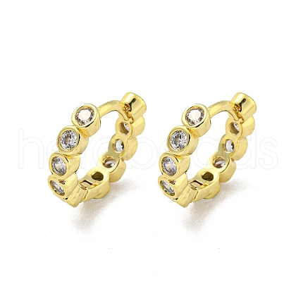 Brass Micro Pave Cubic Zirconia Hoop Earring EJEW-C088-04E-G-1