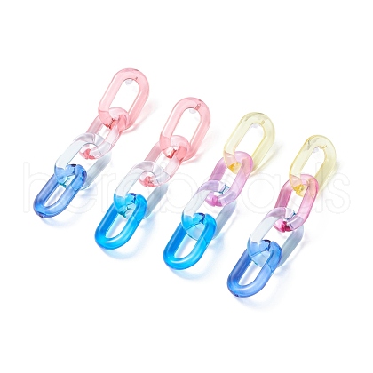 2Pair 2 Color Candy Color Acrylic Cable Chain Tassel Dangle Stud Earrings for Women EJEW-JE04769-1