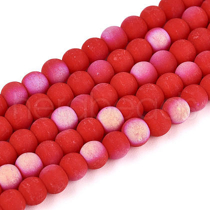 Frosted Opaque Glass Beads Strands GLAA-T032-P4mm-MBB04-1