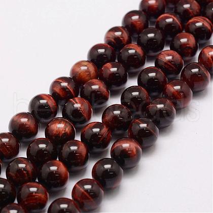 Natural & Dyed & Heated Tiger Eye Bead Strands G-P230-12-10mm-1
