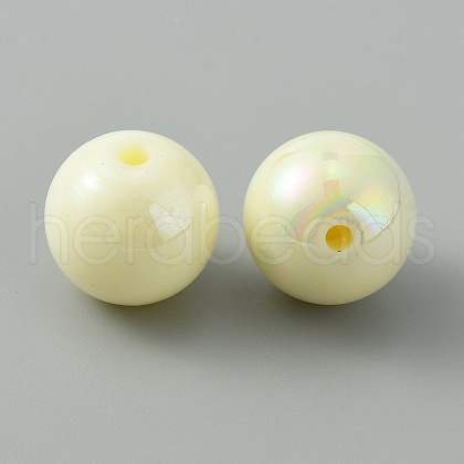 Pearlized Plastic Round Beads KY-WH0004-06G-1