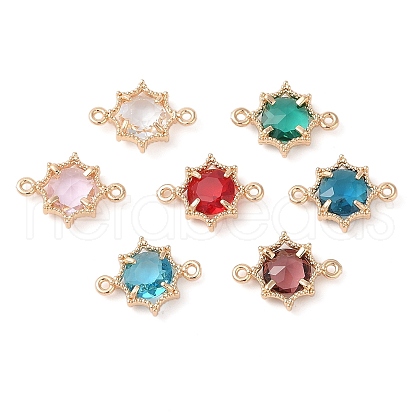 Brass Pave Glass Connector Charms KK-Z046-02G-1