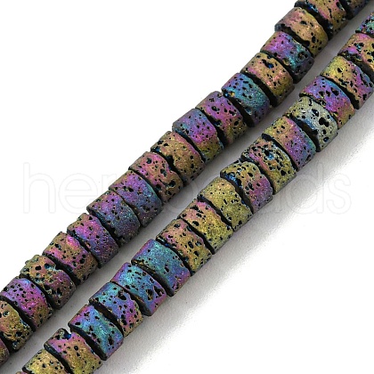 Electroplated Natural Lava Rock Beads Strands G-Z032-J03-11E-1