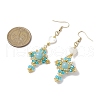 Natural Mixed Stone & Glass Seed Beads Dangle Earrings for Women EJEW-MZ00213-02-3