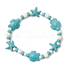 Starfish & Turtle Synthetic Turquoise Beads Stretch Bracelets for Women BJEW-JB11921-01-2