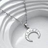Double Horn 304 Stainless Steel Pendant Necklaces NJEW-M096-09P-1