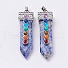 Natural Blue Spot Jasper with Synthetic & Natural Mixed Stone Chakra Big Pendants G-E415-A09-1