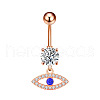 304 Stainless Steel Micro Pave Clear Cubic Zirconia Belly Rings WGC32A5-02-2