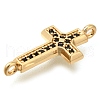 Brass Pave Black Cubic Zirconia Connector Charms KK-M101-02E-G01-2