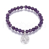 Natural Amethyst Charm Bracelets BJEW-I275-B07-1