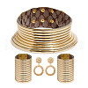 African Vintage Plastic & Resin Long Neck Collar & Wide Leather Bracelet & Stud Earring Sets FS-WGD976E-01-4