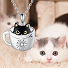 Black Cat in Cup Alloy Enamel Pendant Necklaces for Women FS-WG88A58-01-2