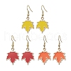 3 Pairs Maple Leaf Alloy Enamel Dangle Earrings EJEW-JE06091-1