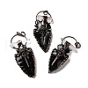 Natural Obsidian & Quartz Crystal Big Pendants G-G019-14R-01-1