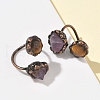 Natural Amethyst & Tiger Eye Rings RJEW-B122-04R-04-1