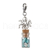 Glass Wishing Bottle  with Synthetic Turquoise Chip Beads inside Pendant Decorations HJEW-JM03043-4