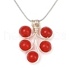 Leaf Copper Wire Wrapped Dyed Red Natural Malaysia Jade Beaded Pendant Necklaces NJEW-JN05218-02-2