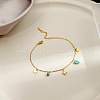 304 Stainless Steel & Synthetic Turquoise Charm Anklets FS-WGA577E-02-1