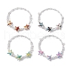 Starfish Synthetic Turquoise & Imitated Pearl Acrylic & Glass Twisted Bugle Beaded Bracelets for Women BJEW-JB11850-2