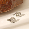 Fashion Oval Stainless Steel Stud Earrings & Pendant Necklaces Sets for Women TU0111-1-3