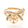 Bowknot Brass Micro Pave Clear Cubic Zirconia Adjustable Ring Settings KK-T076-27G-2