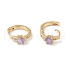 Brass Micro Pave Cubic Zirconia Huggie Hoop Earrings EJEW-L234-030-3