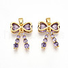 Brass Micro Pave Cubic Zirconia Pendants KK-N257-26C-G-1