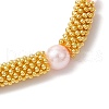 Snowflake Alloy Spacer and Glass Pearl Beaded Stretch Bracelets for Women BJEW-JB11803-02-4
