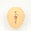 316L Surgical Stainless Steel Micro Pave Clear AB Cubic Zirconia Curved Barbell Dangle Belly Rings WG1E0EA-21-1