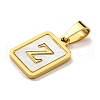 PVD Vacuum Plating 304 Stainless Steel Pave Natural White Shell Pendants STAS-S130-03G-Z-2