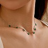 Rhodium Plated 925 Sterling Silver Pave Green Cubic Zirconia Cable Chain Horse Eye Tassel Necklaces for Women NJEW-Q342-13P-3
