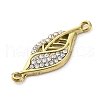304 Stainless Steel Crystal Rhinestone Leaf Connector Charms STAS-V003-06G-2